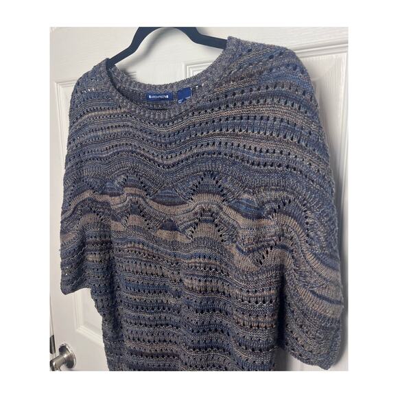 Architect Women's Short Sleeve Knit Sweater Blue Brown Size Large - Picture 7 of 8